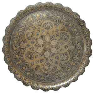 Plateau de service classique en or ottoman turc en zamak marocain avec motifs traditionnels pour le service du café et du thé, plateau pour six personnes - Product Image 5