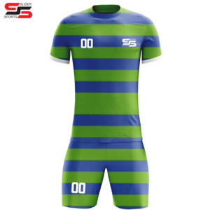 Nueva impresión digital, ropa de fútbol personalizada, ropa deportiva para adultos, conjunto de uniformes de fútbol clásicos de Color azul y verde - Product Image 1