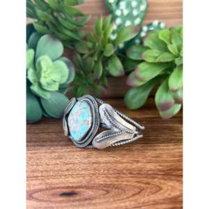 Bob Becenti Golden Hill's Fashion <b>Cuff</b> <b>Bracelet</b> Turquoise & Sterling <b>Silver</b> - Product Image 5