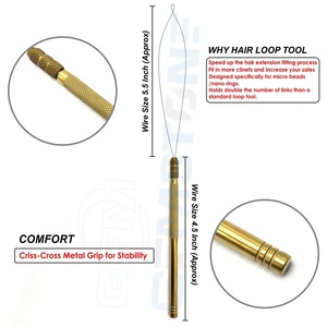 Professional Gold Hair Extension Pulling Loop Tool for Micro Rings & Nano <b>Beads</b> - Wire Loop for Hair Extensions Installation - Product Image 2