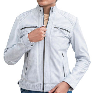 Chaqueta de Cuero de Moda para Mujer, Nueva Llegada, Alta Calidad, al por Mayor, Transpirable, Impermeable, Cuero Puro con Forro de Satén y Nailon - Product Image 1