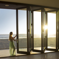 Porte pliante en aluminium à rupture de pont thermique sur mesure, écoénergétique, étanche aux intempéries, résistante aux impacts de cyclones, pour extérieur/chambre/patio/balcon/villa