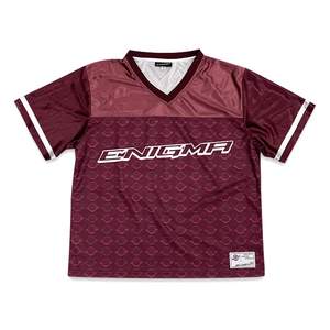 Maillot de football américain personnalisé en maille noire respirant 100 % polyester à séchage rapide à manches courtes pour adultes unisexes, nouveau modèle imprimé - Product Image 1