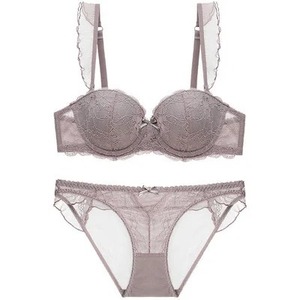 Culotte soutien-gorge pour femmes en dentelle, broderie creuse, sans armatures, lingerie noire, ensemble pour femmes - Product Image 5