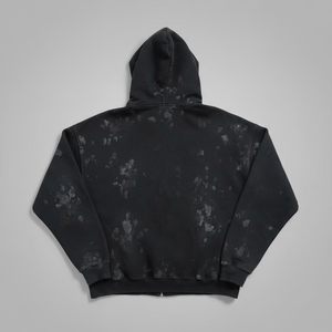 Sweat à capuche zippé en molleton français personnalisé pour hommes |   Polyester/coton |   Surdimensionné, vintage, délavé à l'acide |   Broderie déchirée et usée - Product Image 2