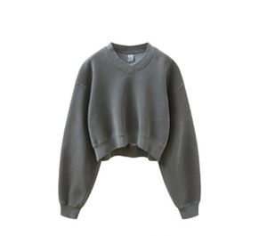 2025 <b>Women</b> <b>Fleece</b> Crop <b>Top</b> Pullover Custom Oversized Fitness Blank High Quality Hip Hop Style Streetwear Hooded Sweatshirts - Product Image 2