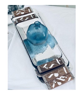 Plateau en bois d'acacia avec incrustation de nacre, style arabe, cadeau pour le Ramadan et l'Aïd, récipient en acrylique, plateau de service pour desserts, couleur personnalisable - Product Image 6