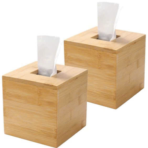 Support de boîte à mouchoirs en bambou grain de bois avec dessus coulissant pour une décoration intérieure durable dans la chambre, la salle de bain et le bureau - Product Image 2