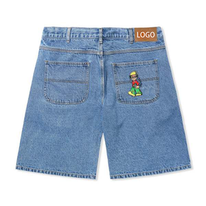 Summer Vintage Fashion Men's Jeans Shorts Distressed Dark Washed Cotton Denim Baggy Straight Custom Jorts - Product Image 4