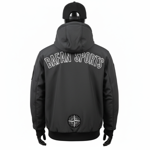 Veste Softshell 320GSM, coupe-vent robuste, gris foncé, doublure en polaire douce, logo personnalisé brodé, veste Softshell pour homme - Product Image 2