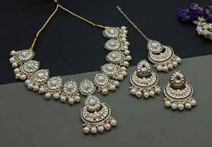 Ensemble de bijoux plaqué or kundan traditionnel indien et ensemble de collier en cuivre pour femmes et filles accessoires indiens bijoux femmes - Product Image 5