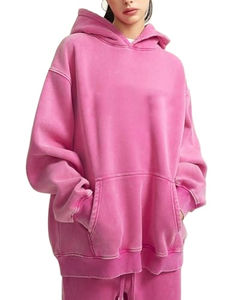 High Quality Oversized Acid Wash <b>Hoodie</b> Cotton Faded Vintage Pullover With Hooded Collar Plus Size <b>Pink</b> Color for Men <b>Women</b> - Product Image 2