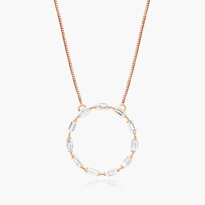 Baguette Diamant Cercle Pendentif 14KT Or Massif 0.75 CT Élégant Collier Diamant - Product Image 3