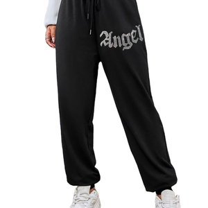 Custom Rhinestone Logo French Terry Waterproof Anti-Wrinkle Elastic Waist Multi-Pocket Streetwear Casual <b>Stacked</b> Cargo Puff - Product Image 2