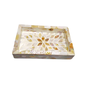 Bandeja de Servicio de Resina con Incrustaciones de Nácar Blanco de Primera Calidad, Bandeja Decorativa de Madera MDF para Uso Doméstico - Product Image 2