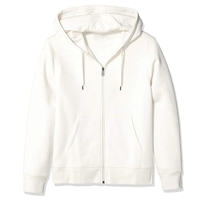 Sudadera con Capucha para Hombre, de Poliéster/Algodón, Ecológica, para Invierno, con Estampado Digital, 400gsm, Cierre Frontal Completo, Logotipo, Color Blanco, Estilo Urbano