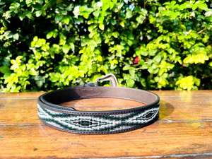 Cinturón Occidental de Cuero Genuino para Hombre Nocona con Cuentas, Cruz y Hebilla de Metal Color Gris Acero, Longitud Personalizada, Negro-N210005501 - Product Image 3