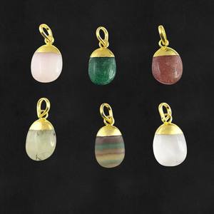 จี้ทองแดงทำด้วยมืออัญมณีธรรมชาติจี้14-18มม. ชุบทองด้วยไฟฟ้ารูปร่างผิดปกติสร้อยคอเครื่องประดับที่ไม่ซ้ำกันสำหรับเด็ก - Product Image 3