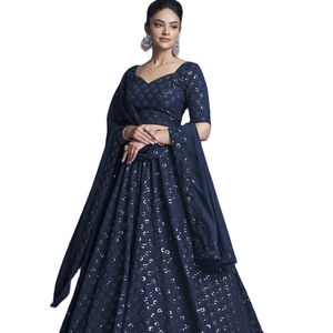 ÚLTIMO DISEÑADOR HEAVY DIAMOND GEORGATTE HILO BORDADO SECUENCIA LEHENGA CHOLI - Product Image 1