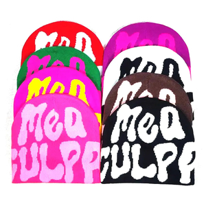 Custom Logo Winter Fashion Youth Outdoor Streetwear Thick Double Layer Reversible Lined Jacquard Beanies Caps - Product Image 6