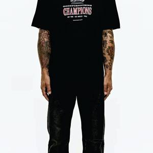 เสื้อยืดผ้าฝ้ายโอเวอร์ไซส์สำหรับผู้ชายแบบกำหนดเอง-ทรงหลวมไหล่ตกว่างเปล่าดีไซน์โลโก้ - Product Image 5