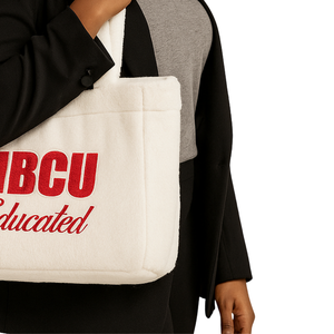 Borsa di Tote HBCU educata in pelliccia bianca DST felpata in ciniglia ricamata confraternita greca Divine nove regalo borsa alla moda con Logo personalizzato - Product Image 3