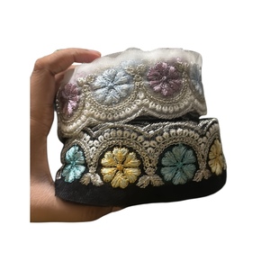 2025 High Quality Designer Embroidered <b>Beaded</b> Lace <b>Trim</b> for Dresses Sequins Decorated Ribbons Wholesale Price for Export India - Product Image 1