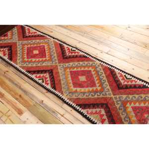 Kilim Turkish Rug, 3x9,5 ft Vintage Rug, <b>Red</b> Southwestern <b>Wool</b> Rug - Product Image 4
