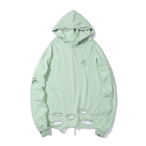 Sweat à capuche à trous déchirés pour femmes avec logo personnalisé de la meilleure qualité col à capuche pour la saison hivernale Logo avant positionné - Product Image 6