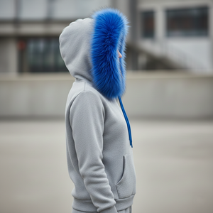 Sudadera con Capucha de Moda Urbana para Mujer al por Mayor, Color y Tela Personalizables en la Parte Delantera, Ribete de Piel Sintética Exagerado, Sudadera de Invierno, Servicio OEM - Product Image 3