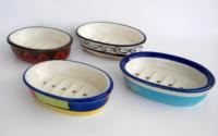 Porte-savon en céramique, forme carrée, petite taille, mini, forme personnalisée, couleur claire, articles de bain, trou de drainage, utilisation hôtelière, design traditionnel