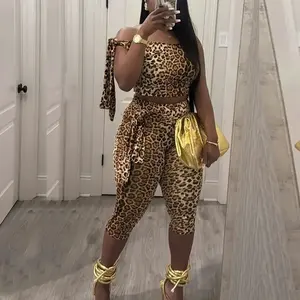 Ensemble de combinaison sexy pour femmes à imprimé léopard, nouvelle arrivée, haut et pantalon - Product Image 4