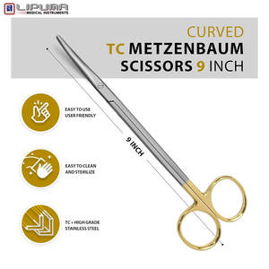 Ciseaux incurvés professionnels en carbure de tungstène de 11 pouces Instruments chirurgicaux dentaires manuels de haute qualité Norme de sécurité Mol - Product Image 2