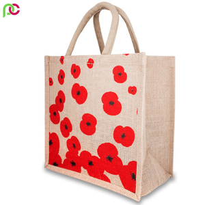 Sac en jute imprimé avec logo personnalisé, emballage cadeau d'épicerie réutilisable, sac fourre-tout à cordon - Product Image 4