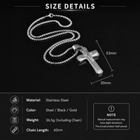 Collier pendentif croix 3D tridimensionnel en acier inoxydable, étanche, inaltérable, bijou religieux pour homme, cadeau pour lui