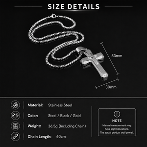 Kalung Liontin Salib 3D Tiga Dimensi Bahan Stainless Steel Anti Air Anti Luntur Perhiasan Religius Pria Hadiah untuknya - Product Image 2