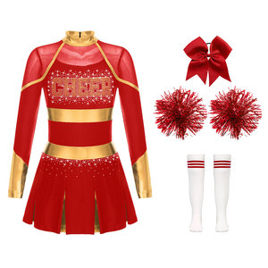 Ensembles d'uniformes de pom-pom girl de qualité supérieure avec logo personnalisé, couleurs en spandex/polyester, vêtements d'entraînement de pom-pom girl - Product Image 3