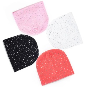 หมวกผ้าฝ้ายประดับเพชรเทียมสำหรับเด็ก หมวกบีนนี่สีพื้น หมวกเด็กวัยหัดเดิน เด็กชาย เด็กหญิง ทารก หมวกนุ่ม อุ่น - Product Image 4