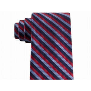 Cravatta da uomo Tommy Hilfiger Village Classic in seta rosso scuro, taglia normale, con design a righe testurizzate - Product Image 3