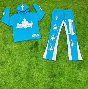 Chándal personalizado para hombre, chándal acampanado con cremallera completa y cuello levantado, pantalones regulares o pantalones acampanados, conjunto de Sudadera con capucha al por mayor - Product Image 3