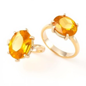 เครื่องประดับที่ดีผู้หญิงเครื่องประดับที่มีสีสันสีเหลือง Zirconia รูปไข่อัญมณีแหวนผู้หญิงสำหรับสุภาพสตรี - Product Image 2