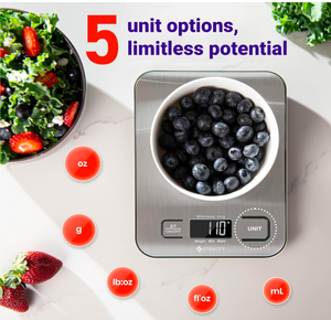 Food <b>Kitchen</b> <b>Scale</b> Digital Grams & Ounces for Weight Loss Baking Cooking Keto & Meal Prep LCD Display Medium 304 Stainless Steel - Product Image 6