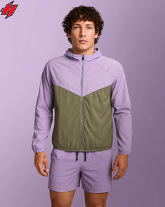 Conjuntos cortavientos de bloque de color de verano otoño al por mayor chándales de dos piezas transpirables de nailon de tres tonos OEM - Product Image 1