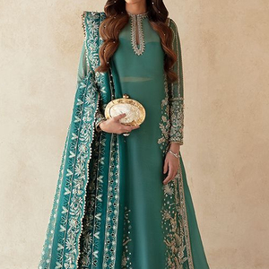 Indien/pakistanais lourd Zari broderie travail longue Kurta Lehenga Dupatta robe dentelle paillettes naturel pour les fêtes mariages-2023 - Product Image 1