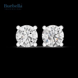 Gran oferta, joyería fina para mujer, plata 925 y oro macizo de 18 quilates, pendientes de tuerca con diamantes de moissanita, elegantes pendientes de tuerca de oro de 18 quilates - Product Image 4
