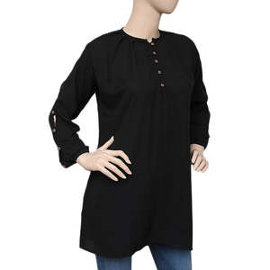 Blusa de Georgette Estilo Western para Mujer - Negra - Product Image 1
