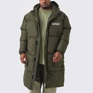 Longue veste matelassée d'hiver de haute qualité pour hommes vente en gros de toile et coque en nylon coupe-vent avec logo personnalisé - Product Image 1