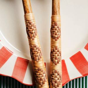 Juego de Cucharas para Servir Ensaladas de Madera Artesanal Mirha International con 2 Espátulas, Utensilios Hechos a Mano Sostenibles, Tamaño S, Aptos para Congelador - Product Image 2