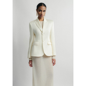 เสื้อเบลเซอร์ผ้าซาตินผ้าไหมผ้าซาตินสีขาวเป็นมิตรต่อสิ่งแวดล้อมสำหรับผู้หญิงมาใหม่ฉลากส่วนตัว - Product Image 1