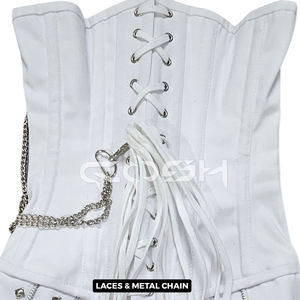 Corset blanc tendance de haute qualité avec fermetures éclair et clous décoratifs - Product Image 5